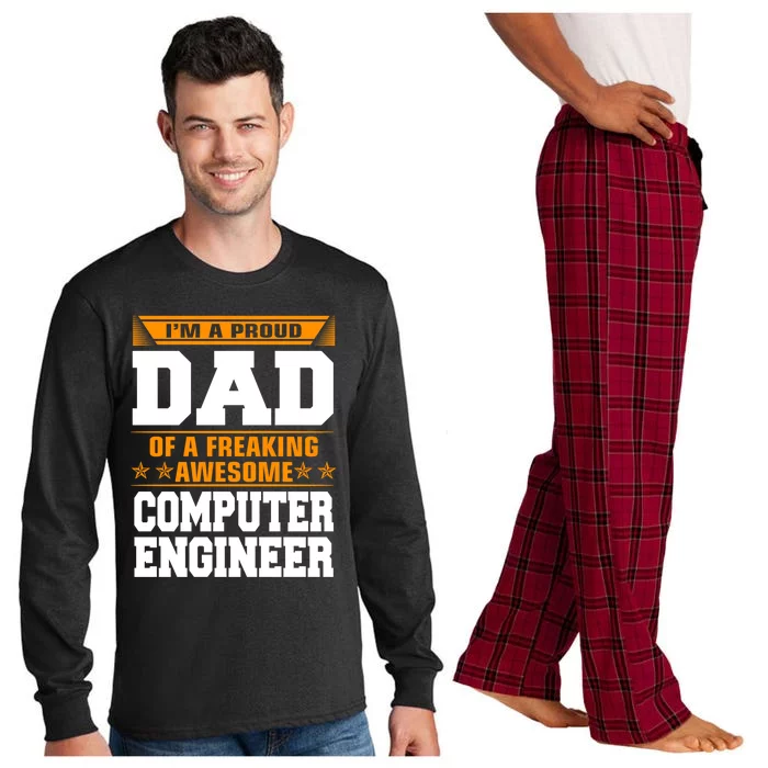 Proud Dad Of Awesome Computer Engineer Fathers Day Gift Long Sleeve Pajama Set