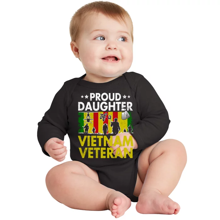 Proud Daughter Of A Vietnam Veteran Veterans Day Baby Long Sleeve Bodysuit