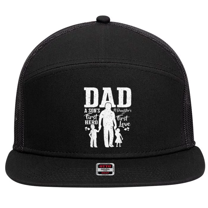 Proud Dad Of Twins Best Fathers Day Gift From son 7 Panel Mesh Trucker Snapback Hat