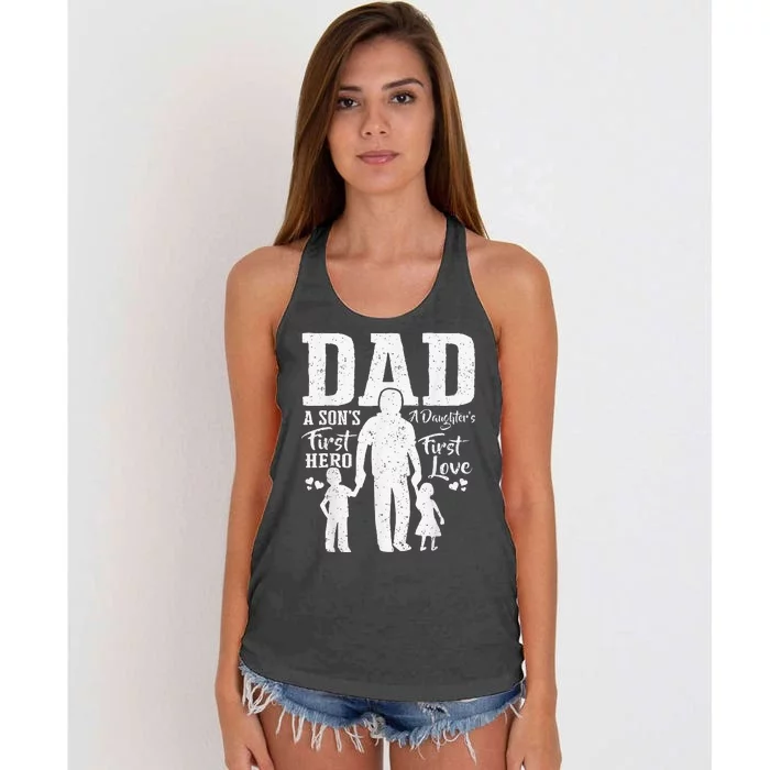 Proud Dad Of Twins Best Fathers Day Gift From son Women's Knotted Racerback Tank