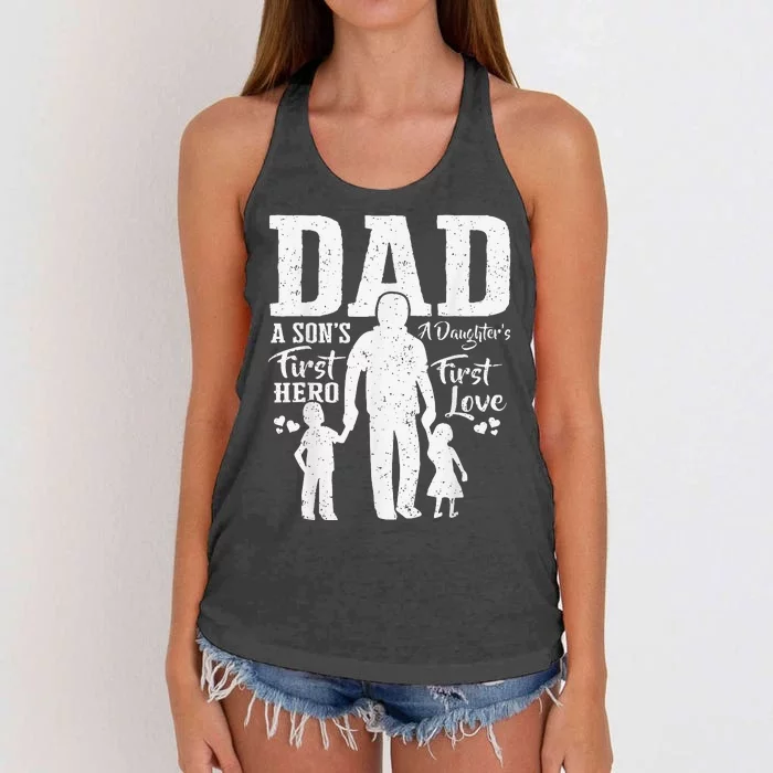 Proud Dad Of Twins Best Fathers Day Gift From son Women's Knotted Racerback Tank