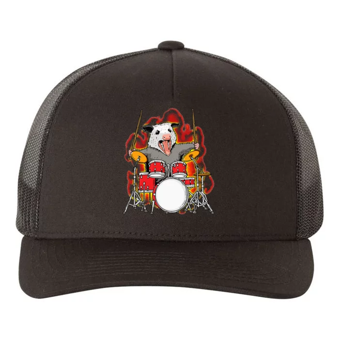 Possum Drumming Opossum Playing The Drums Drummer Yupoong Adult 5-Panel Trucker Hat