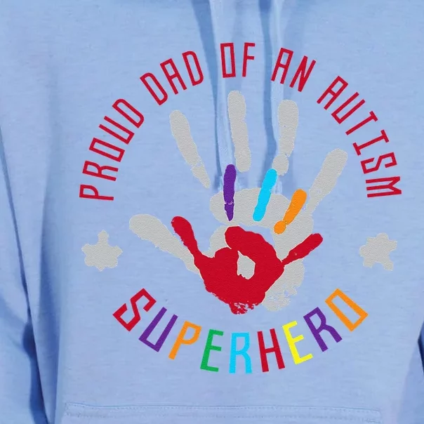 Proud Dad Of An Autism Superhero Hand Print Unisex Surf Hoodie