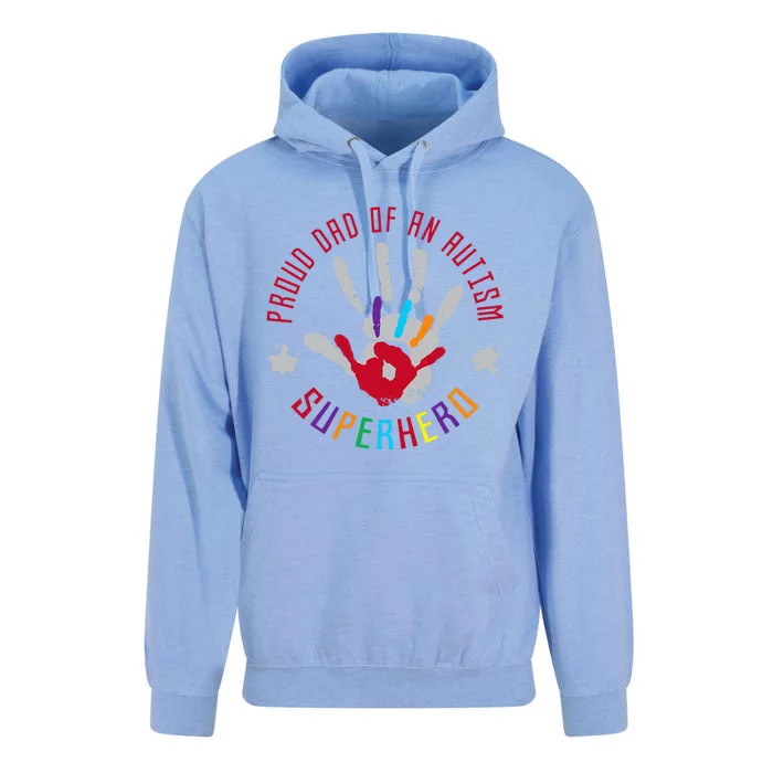 Proud Dad Of An Autism Superhero Hand Print Unisex Surf Hoodie