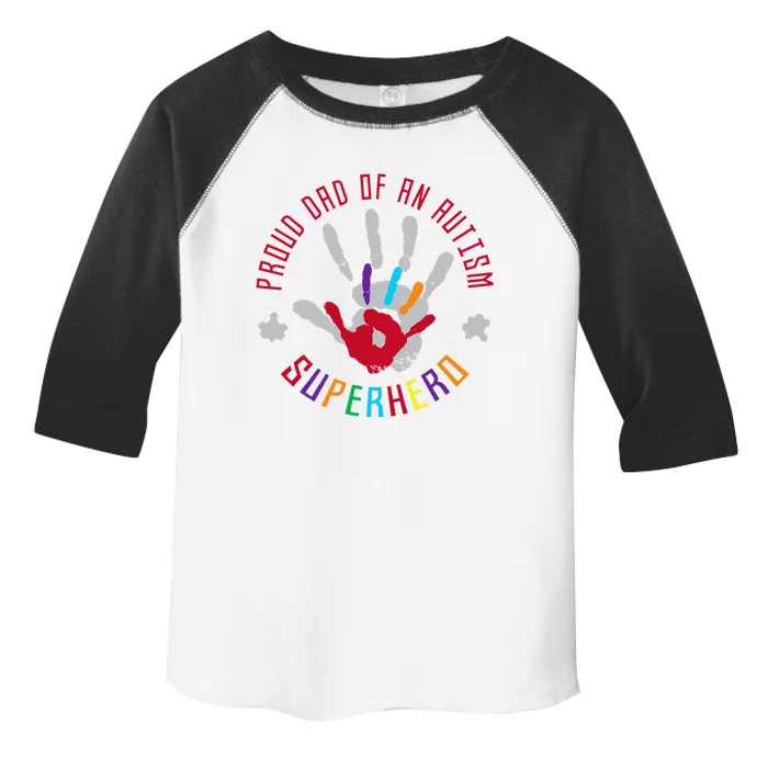 Proud Dad Of An Autism Superhero Hand Print Toddler Fine Jersey T-Shirt