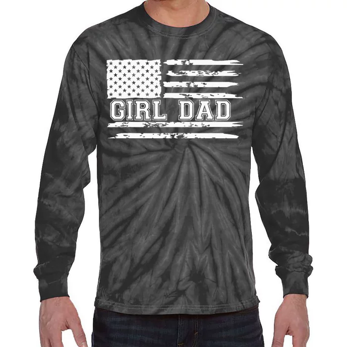 Proud Dad Of Girl Father Of For Dad Xmas Tie-Dye Long Sleeve Shirt