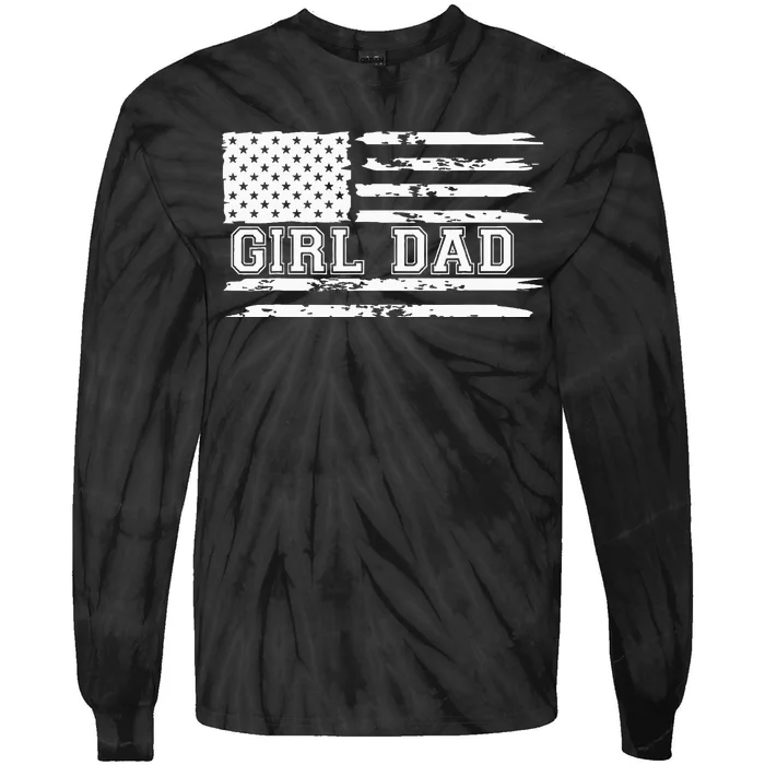 Proud Dad Of Girl Father Of For Dad Xmas Tie-Dye Long Sleeve Shirt