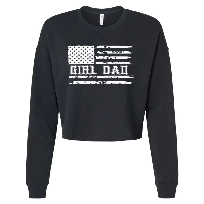 Proud Dad Of Girl Father Of For Dad Xmas Cropped Pullover Crew