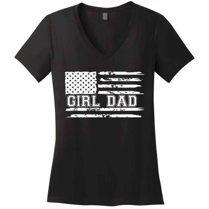 Proud Dad Of Girl Father Of For Dad Xmas Women's V-Neck T-Shirt