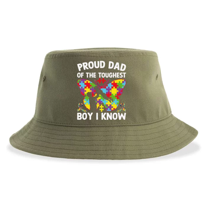 Proud Dad Of The Toughest I Know Autism Awareness Sustainable Bucket Hat