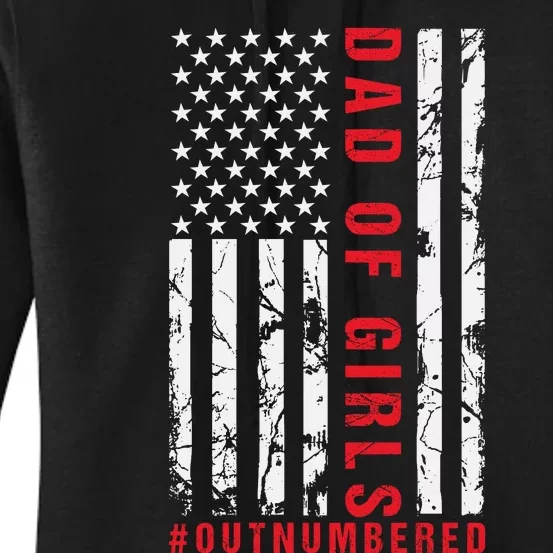 Patriotic Dad Of Girls Outnumbered American Flag Apparel Women's Pullover Hoodie