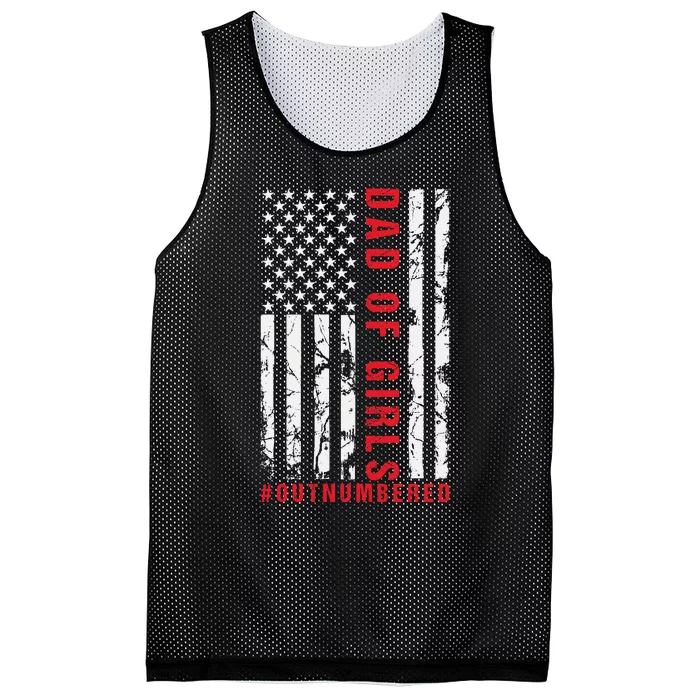 Patriotic Dad Of Girls Outnumbered American Flag Apparel Mesh Reversible Basketball Jersey Tank