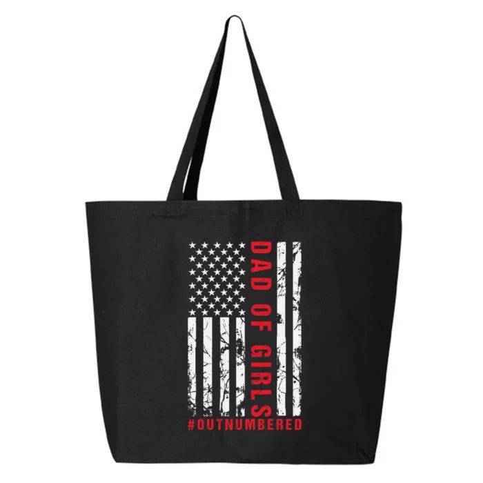 Patriotic Dad Of Girls Outnumbered American Flag Apparel 25L Jumbo Tote