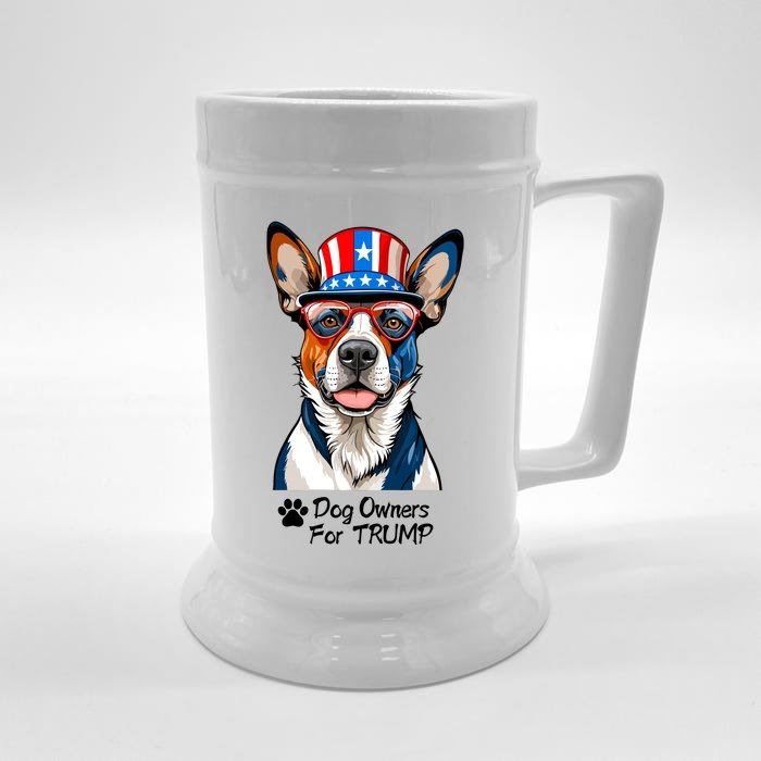 Patriotic Dog Owners For Trump Front & Back Beer Stein