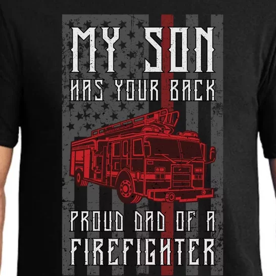 Proud Dad Of A Firefighter American Flag And Firetruck Meaningful Gift Pajama Set