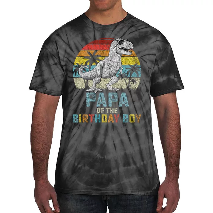 Papa Dinosaur Of The Birthday Matching Family Tie-Dye T-Shirt