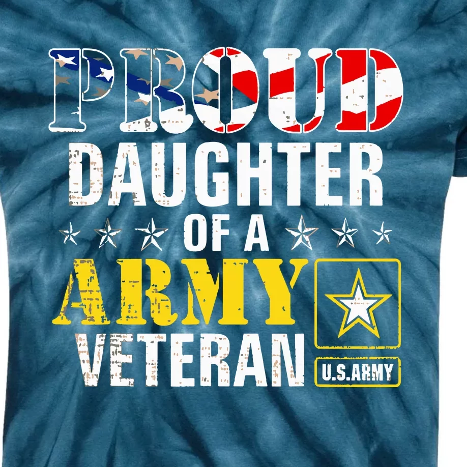 Proud Daughter Of A Army Veteran American Flag Military Gift Kids Tie-Dye T-Shirt