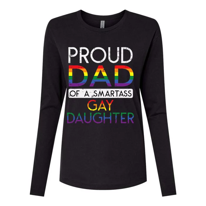 Proud Dad Of A Gay Daughter Straight Ally LGBTQ Pride Month Womens Cotton Relaxed Long Sleeve T-Shirt