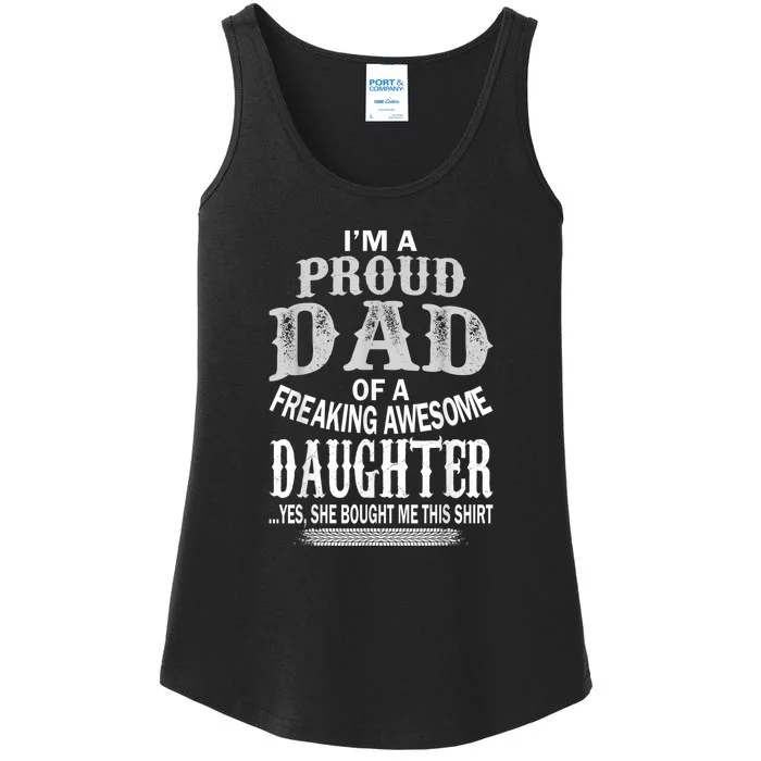 Proud Dad Of A Freaking Awesome Daughter Christmas Ladies Essential Tank