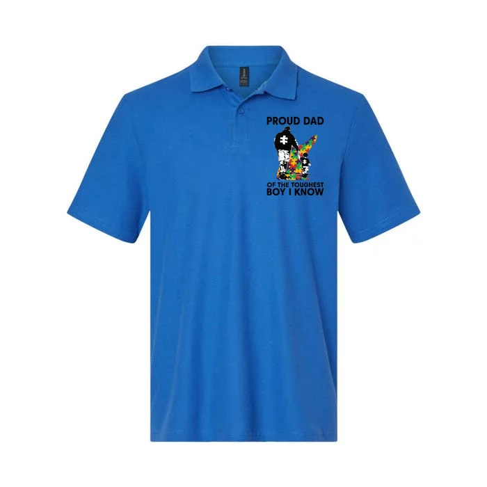 Proud Dad Of The Toughest Boy I Know Autism Awareness Softstyle Adult Sport Polo