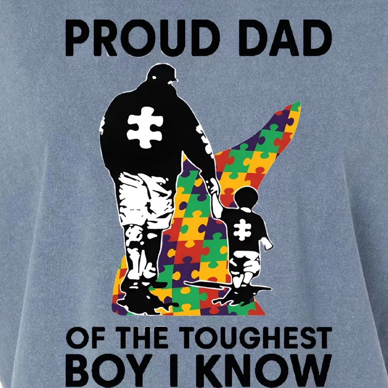 Proud Dad Of The Toughest Boy I Know Autism Awareness Garment-Dyed Women's Muscle Tee