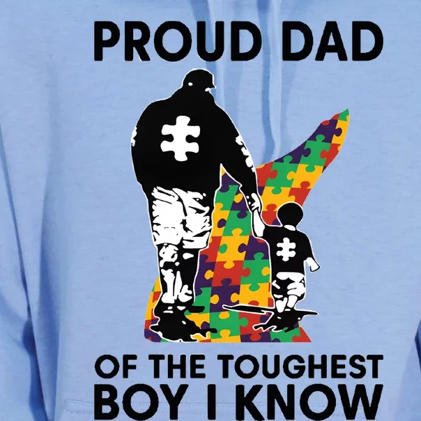 Proud Dad Of The Toughest Boy I Know Autism Awareness Unisex Surf Hoodie