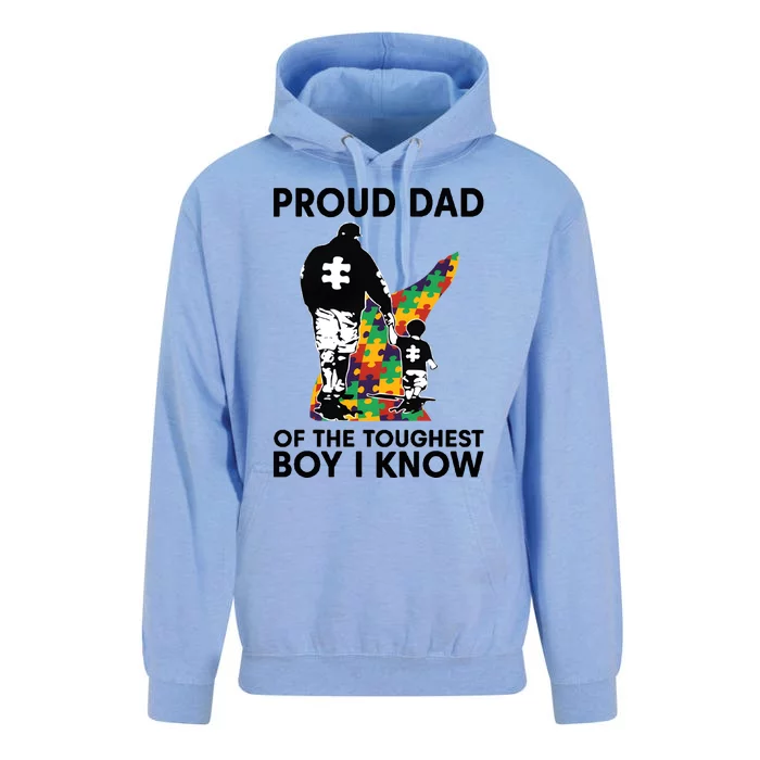 Proud Dad Of The Toughest Boy I Know Autism Awareness Unisex Surf Hoodie