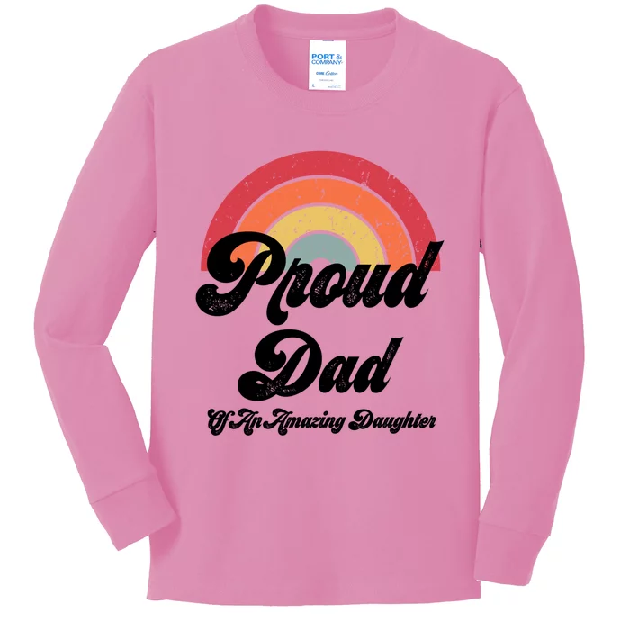 Proud Dad Of A Gay Daughter Lgbtq Ally Funny Gift Free Dad Hugs Cool Gift Kids Long Sleeve Shirt