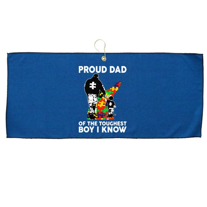 Proud Dad Of The Toughest Boy I Know Autism Awareness Large Microfiber Waffle Golf Towel