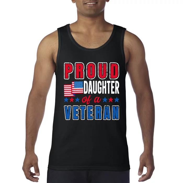 Proud Daughter Of A Veteran Patriotic Veterans Day Usa Flag Tank Top