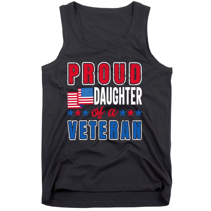 Proud Daughter Of A Veteran Patriotic Veterans Day Usa Flag Tank Top