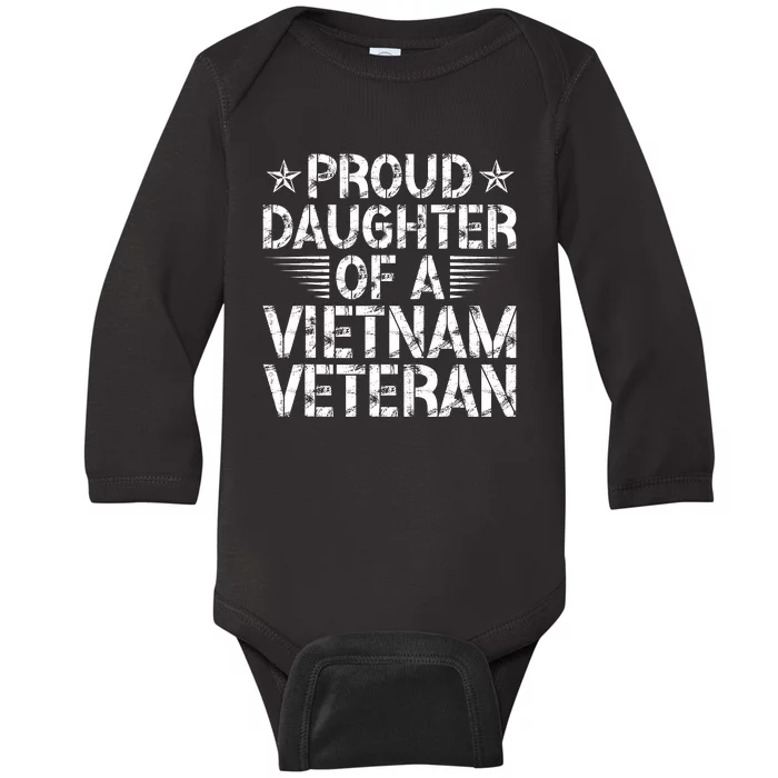 Proud Daughter Of A Vietnam Veteran Vintage Baby Long Sleeve Bodysuit