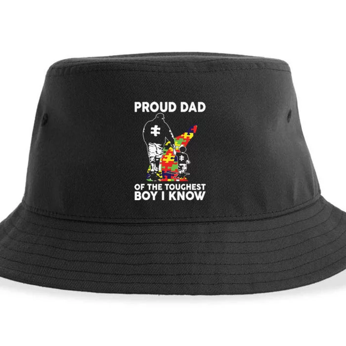 Proud Dad Of The Toughest Boy I Know Autism Awareness Sustainable Bucket Hat