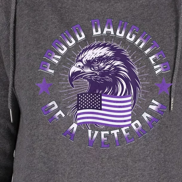 Proud Daughter of Veteran Military Child Month Quote Purple Womens Funnel Neck Pullover Hood