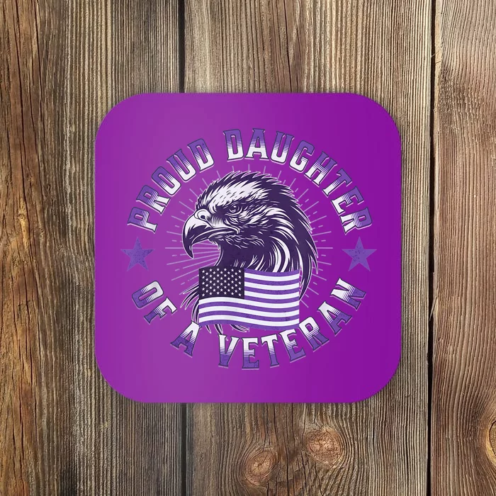 Proud Daughter of Veteran Military Child Month Quote Purple Coaster