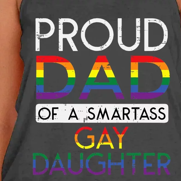 Proud Dad Of A Gay Daughter Straight Ally Lgbtq Pride Month Women's Knotted Racerback Tank