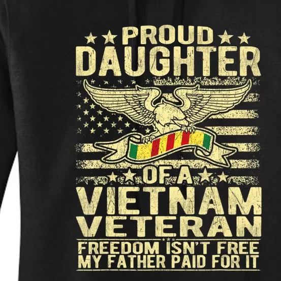 Proud Daughter Of Vietnam Veteran Us Flag Military Family Women's Pullover Hoodie