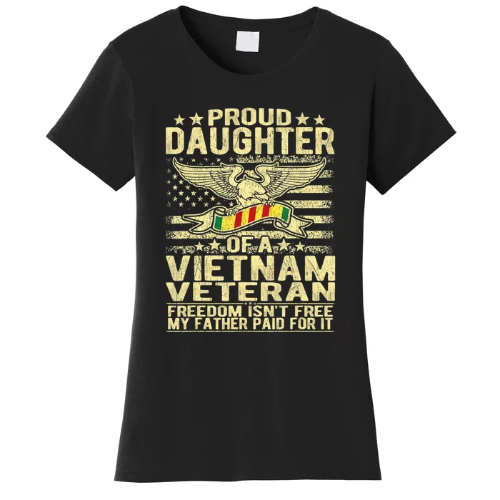 Proud Daughter Of Vietnam Veteran Us Flag Military Family Women's T ...