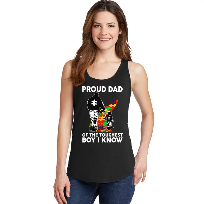 Proud Dad Of The Toughest I Know Autism Awareness Ladies Essential Tank