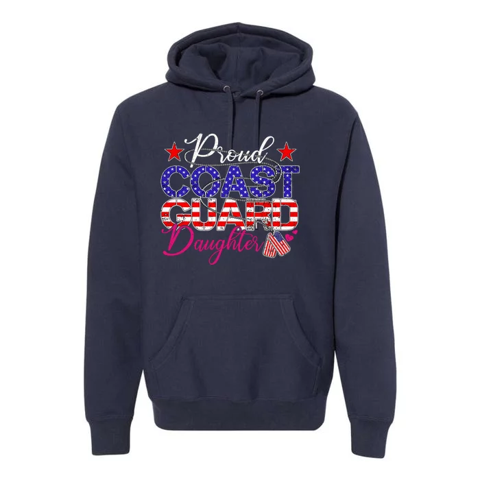 Proud Daughter Of A Coast Guard Veteran Us Flag Dog Tag Premium Hoodie