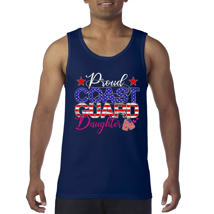 Proud Daughter Of A Coast Guard Veteran Us Flag Dog Tag Tank Top