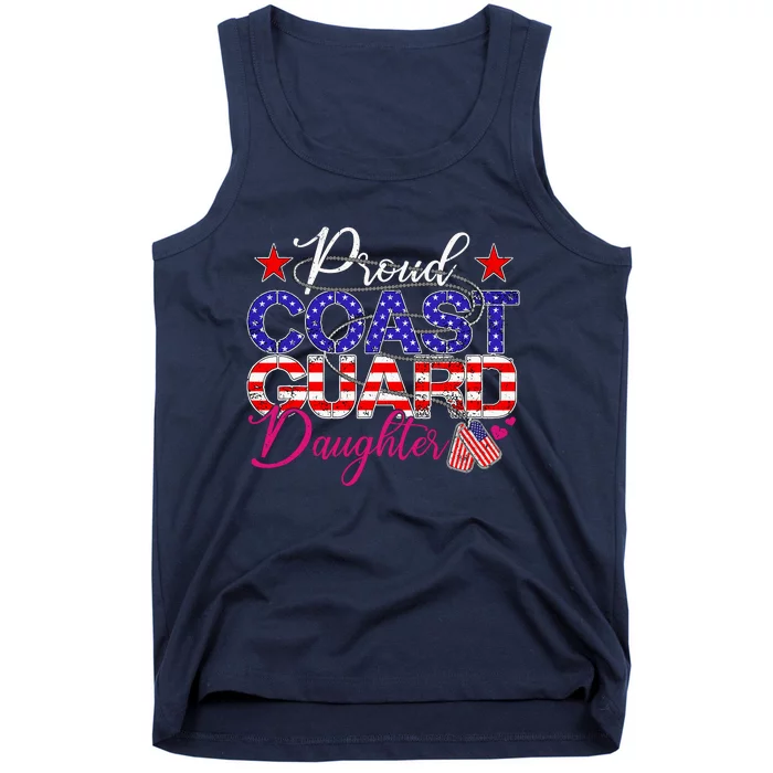 Proud Daughter Of A Coast Guard Veteran Us Flag Dog Tag Tank Top