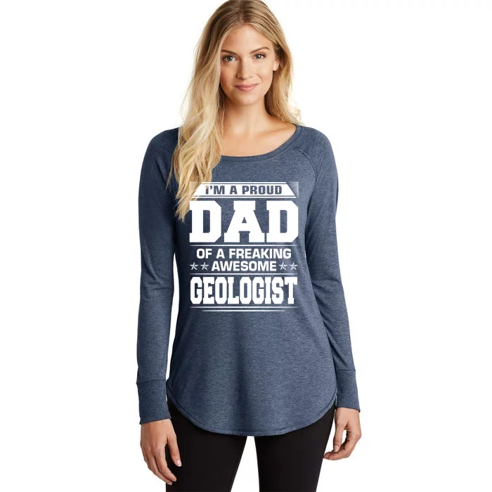 Proud Dad Of Awesome Geologist Fathers Day Gift Women's Perfect Tri Tunic Long Sleeve Shirt