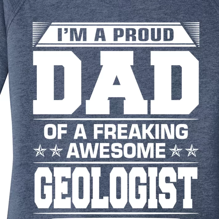 Proud Dad Of Awesome Geologist Fathers Day Gift Women's Perfect Tri Tunic Long Sleeve Shirt