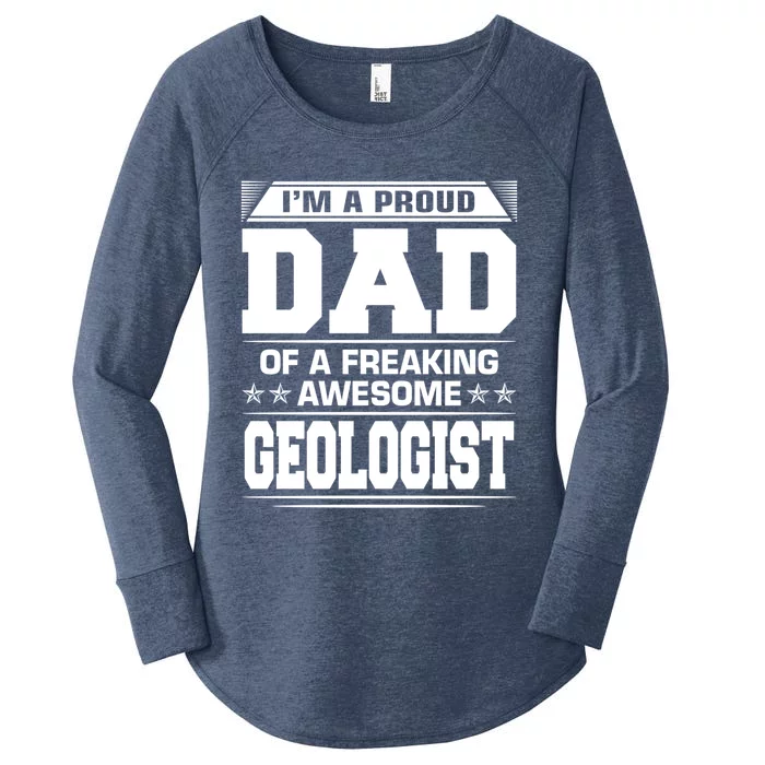 Proud Dad Of Awesome Geologist Fathers Day Gift Women's Perfect Tri Tunic Long Sleeve Shirt