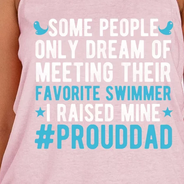 Proud Dad Of A Swimmer Swim Dad Swimming Father Of A Swimmer Gift Women's Knotted Racerback Tank