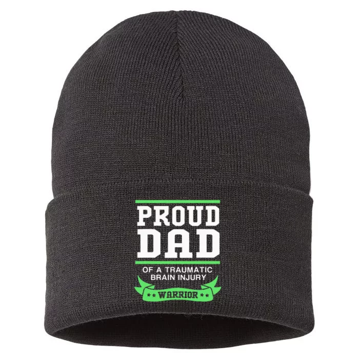 Proud Dad Of A Traumatic Brain Injury Warrior Sustainable Knit Beanie