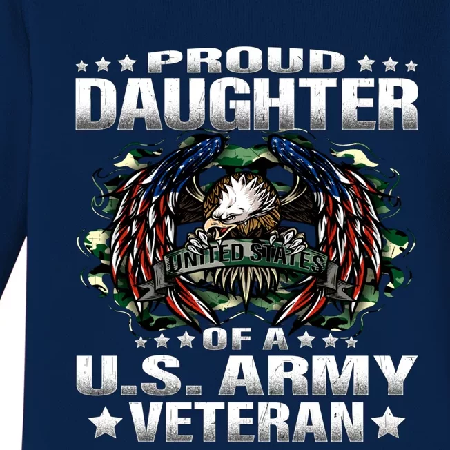 Proud Daughter Of A Us Army Veteran Military Vet's Child Gift Baby Long Sleeve Bodysuit