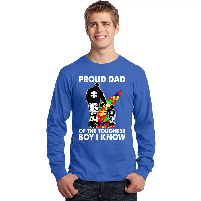 Proud Dad Of The Toughest I Know Autism Awareness Gift Tall Long Sleeve T-Shirt