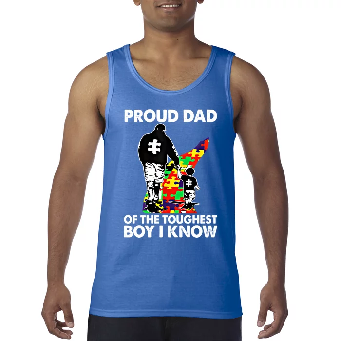 Proud Dad Of The Toughest I Know Autism Awareness Gift Tank Top